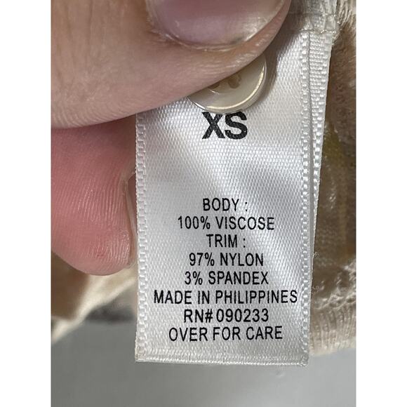 Kirra Tank Top Womens XS Cream Lace Back Button Front Sheer Boho Festival Summer - Picture 7 of 10